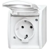 Busch-Jaeger 20 EW-54 Ocean (opbouw) Wandcontactdoos met randaarde spatwaterdicht Wit