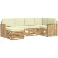 Syfax Buiten bankenset 6 pcs Wit en crèmekleurig Polyester