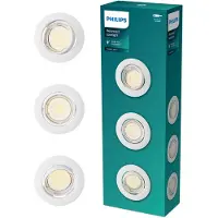 Philips Led inbouwspot | Rond | Wit | Ø 68 mm | GU10 fitting | IP20 | 3 stuks