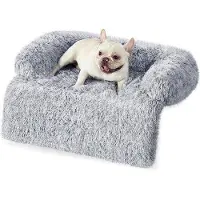 Markenlos Pluizenkussens voor kleine en middelgrote honden - 80 x 75 x 16 cm - ombre grijs