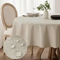 OEM Ronde tafelonderzetter van rundleer, diameter 140 cm, wasbaar, linnenbeige kleur, waterafstotend