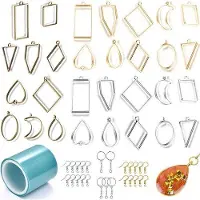 OEM Geometrische, zelfgemaakte houten hangers voor sieraden - 55 stuks - Metalen bloemendetails, UV-geëtst - Houten hangers met lijnen
