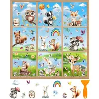 OEM Kinderen, herten, vos, konijn, eekhoorn, raamfolie, herbruikbare raamstickers