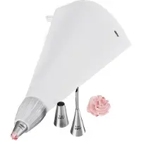 GEFU DECORE Spuitzak Set – 5-delig – Inclusief 3 RVS Spuitmondjes – Voor Taarten, Cupcakes en Gebak