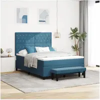 vidaXL Boxspring bed met kussen Donkerblauw 200 x 140 cm Fluweel