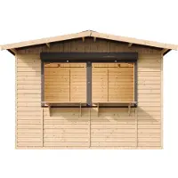 Timbela M150Z - Houten marktkraam - 6 m² -263x336xH232 cm - met 2 afsluitbare rolluiken