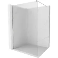 Mexen Kioto douchewand Walk-in 130 x 200 , streepjes 8 mm, geborsteld nikkel - 800-130-101-97-09