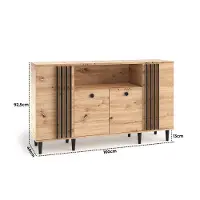MargaretHadas24 Dressoir breed dressoir Laura VI Eikenhout in naturel Zwart Woonkamermeubel 160 cm