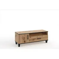MargaretHadas24 TV-kast Vanessa TV-lowboard Televisiekast met lade en scharnierende deur (eiken Artisan en zwart)