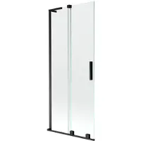Mexen Velar L badwand 2-delig schuifbaar 85 x 150 , transparant, zwart - 896-085-003-01-70