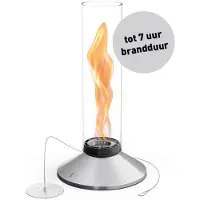 Höfats SPIN X Tafelvuur 900 zilver extra lange brandduur, rook- en roetvrije tafelhaard voor binnen en buiten, voor tafeldecoratie, verwarmende vuurkolom