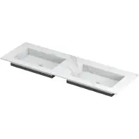 Ink Post Wastafel Keramische Slab Envelop Bak Dubbel Zonder Kraangaten - 1400x450x10 mm - Calacatta Mat