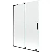 Mexen Velar L badscherm 2-delig schuifbaar 120 x 150 , transparant, zwart - 896-120-003-01-70