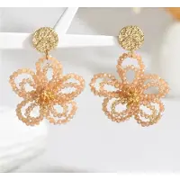 Fashion Jewelry Gouden oorbellen flower champagne - kralen oorbellen