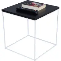 FutuStal Serie - Draadtafel - Wit Mat - Zwart Blad - 40cm