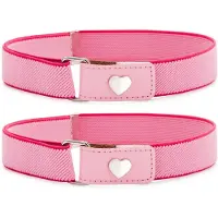 Ladeheid 2x meisjesriem elastische riem 1-6 jaar 34-65 cm P15G (roze/donkerroze/hart)
