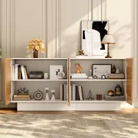 STILVORA Dressoir - Geometrische Front Met 4 Deuren - Verstelbare Planken Voor Woonkamer En Hal - MDF En Spaanplaat - 160x40,5x72 Cm