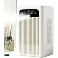 VHV - Luchtkoeler - Mini airco - Mobiele luchtkoeler - Tafelventilator - Oplaadbaar - Stil - Voor slaapkamer en bureau - 23.3 x 13.2 x 13.9 cm - Gebroken wit