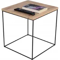FutuStal - Tafeltje Serie - Stalen Dradentafel - Zwart - Dąb Artisan