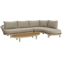 AVH-Collectie Bermuda organische hoek loungeset 3 delig latte