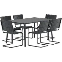 Svea - Mitchel eethoek 6 tuinstoelen - zwart/zwart