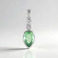 Cavill - Zilveren Hanger - 925 Sterling Zilver Geplatineerd - Groene Fluoriet Peervorm 3 369 ct + 2 Witte Topaas Rond 0 228 ct