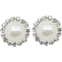 Charme Bijoux Clip oorbellen -Synthetische-parel strass ivoor -2 cm- geen gaatje-
