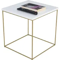 FutuStal - Draadtafel - Gouden Witte Glans - Vierkant - Metalen Frame