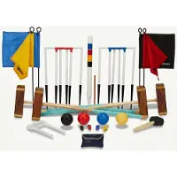 Ubergames Meester Croquet set, 4 persoons, 16 mm stalen poorten, kunststof ball