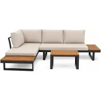 SenS-Line Loungeset Olympia Taupe Set 3 4 Personen Lounge Bank Stoel Tafel Buiten Tuin