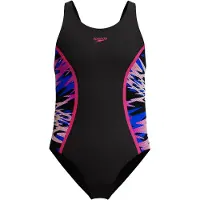 Speedo Hyperboom Splice Muscleback Swimsuit Zwart 14 Years Meisje