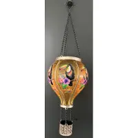 Impuls Decoratieve solarlamp luchtballon " met flame LED " - toekan print geel - kunststof - hangend model - hoogte 37x dia 11 cm - Tuindecoratie - Tuinverlichting