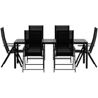 Svea - Valarie rechthoekige tuintafel - zwart + 6x Crystal tuinstoelen - zwart