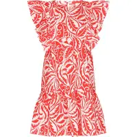 IZIA Zomerjurk oranjerood / wit