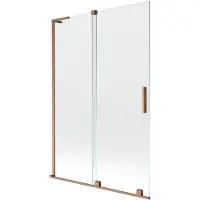 Mexen Velar L 2-delige schuifbare douchewand 120 x 150 , transparant, geborsteld koper - 896-120-003-01-65