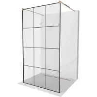 Mexen Kioto vrijstaande douchewand 120 x 200 , zwart raster 8 mm, roze goud - 800-120-002-60-77