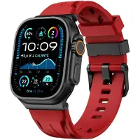 Strap-it Siliconen 'Race' bandje geschikt voor Apple Watch 1/2/3/4/5/6/7/8/9/10/11/SE/SE2/SE3/Ultra (2/3) - Maat: 44/45/46/49mm - Rood