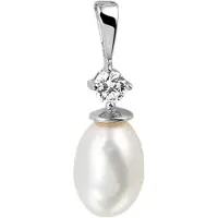 The Jewelry Collection Zilver Gerhodineerde Hanger parel 1302156