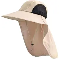 VHV - Zonnehoed Dames - Safarihoed - Vishoed - Brede Rand Zomerhoed - Paardenstaart Opening - Trekkoord - Voor Reizen Camping Strand - Beige