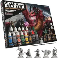 The Army Painter Gamemaster Adventure Starter Paint Set - 15 x 18 ml Warpaints Fanatic acrylverf, incl. een Brush-On Primer, 5 GRATIS miniaturen en 1 penseel - Voor Warhammer & DnD