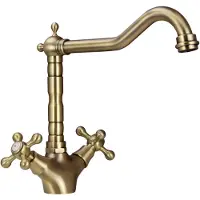 Aquanello Heritage Ascot Klassieke Keuken Nostalgische Keukenkraan Brons met Haakse Uitloop BN-4002-HA