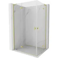 Mexen Mist-H L Duo douchecabine draaiend links 90 x 85 , transparant, geborsteld goud - 8A5L-090L-085P-55-00