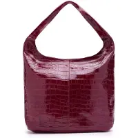 Manfield Burgundy leren croco schoudertas | Maat Onesize