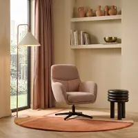 Woonexpress Draaifauteuil Laag Coco - Cognac Stoffen Fauteuil - Draaibaar