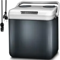 TIM. TIM Elektrische Koelbox - 32 Liter Koelbox Elektrisch 12V 230 Volt - Koelbox Auto - Coolbox Met Verwarmingsfunctie en Lichtgewicht - Koelt & Verwarmt – Mini Koelkast – Grijs - 45cm x 32cm x 44cm