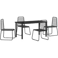 vidaXL Tuin Eettafel Set 5 st Zwart Gepoedercoat staal