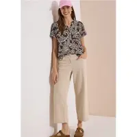 Cecil Dames Blouse met split in de hals en print - Bruin - M