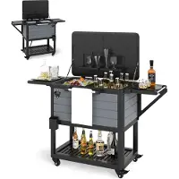 KOMFOTTEU Coolbar Koelwagen 91L - serveerwagen met wielen - drankkoeler - koelbox voor buiten, terrassen, party