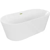 Mexen Luna vrijstaande badkuip 160 x 75 , wit, overloop goud geborsteld - 52031607500-55
