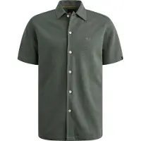 PME Legend Overhemd 'Shirt with short sleeves in interlock jersey' groen gemêleerd